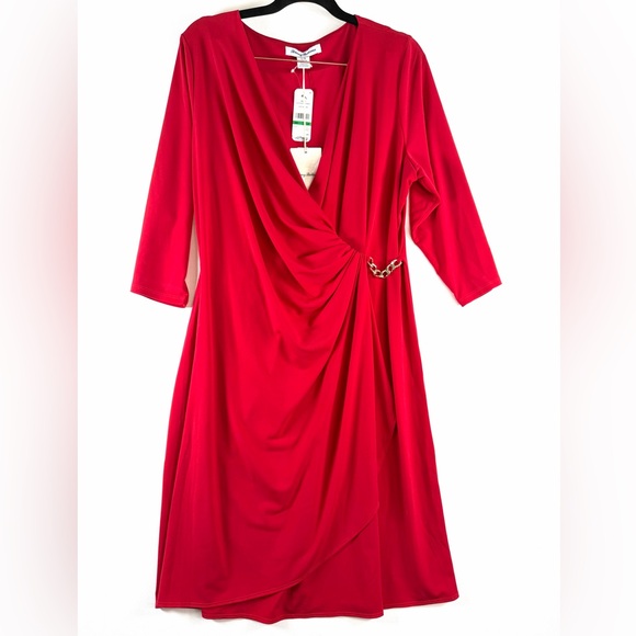 ♥️ Tommy Bahama Clara Dress Red 3/4 SLZ Chain Size L - Picture 8 of 12